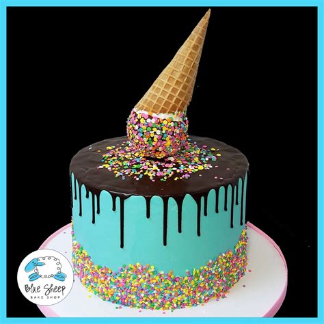 Ice Cream Cone Drip Cake Blue Sheep Bake Shop Ice Cream Birthday Cake Ice Cream Cone Cake