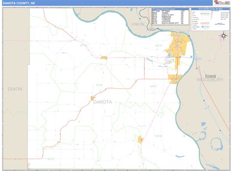 Dakota County Nebraska Zip Code Wall Map