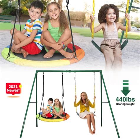 Metal A Frame Swing Set Playground Outdoor Playset Heavy Duty Swings Backyard Picclick