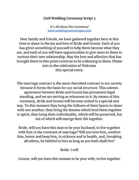 Civil Wedding Ceremony Script 3 Civil Wedding Ceremony Script 3 It’s All About The Ceremony