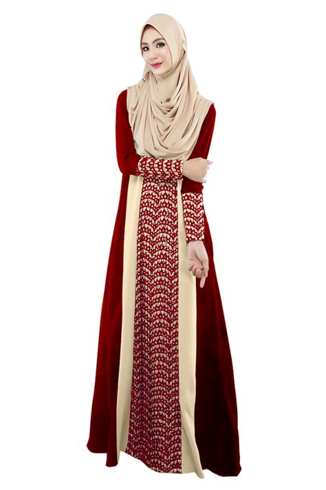 Muslim Women Abaya Dress O Neck Long Sleeved Floor Length Loose Islamic