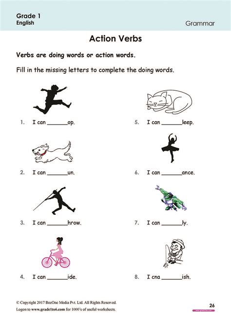 Grade 1 English Worksheets