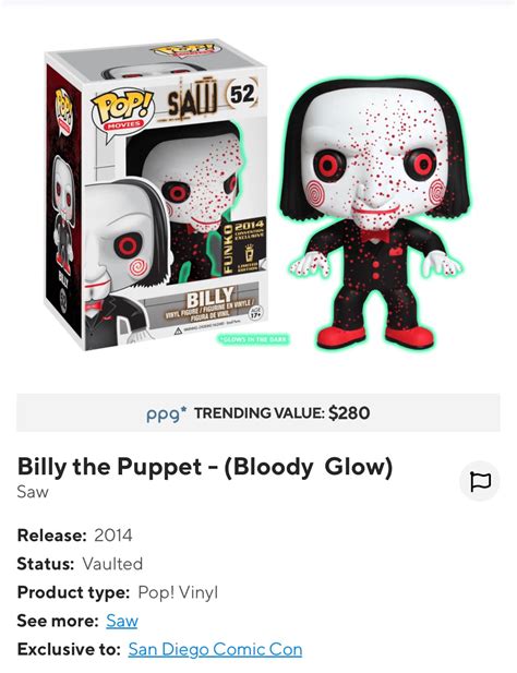 Saw Funko Pop Billy Glows In The Dark Figurine Vinyle Boutique Discount
