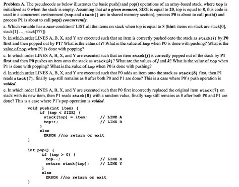 Solved Problem A The Pseudocode As Below Illustrates The