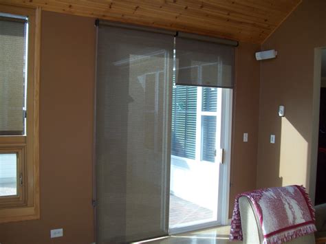 Roller Shades On Patio Door One Up To Give Idea Of Light Control Sliding Glass Door
