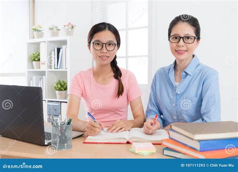 Happy Attractive Girl Studying School Education Stock Image Image Of