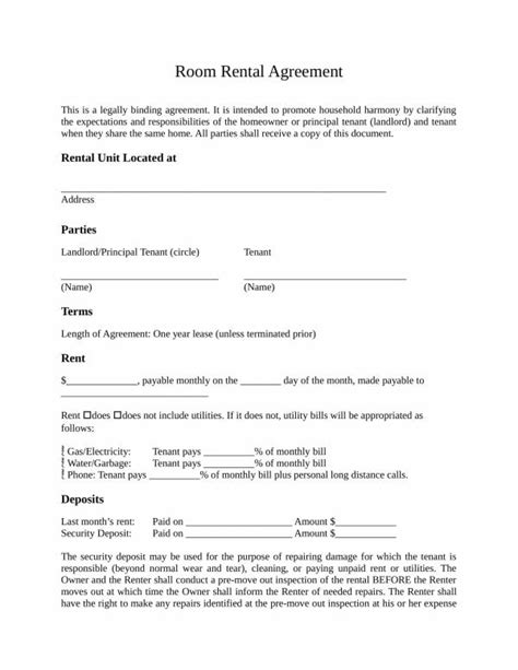 FREE Sample Room Rental Agreement Templates In PDF MS Word Google Docs Pages