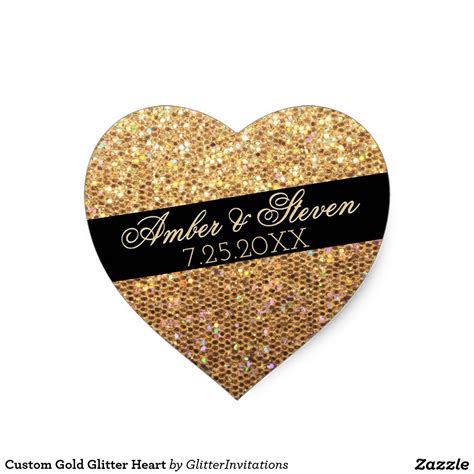 Create Your Own Sticker Gold Glitter Heart Heart