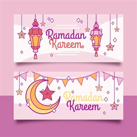 Premium Vector Flat Ramadan Horizontal Banners