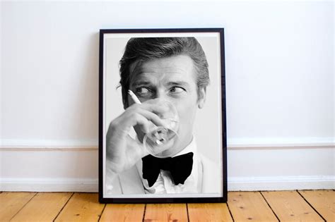 Roger Moore Poster Bond Martini Roger Moore James Bond Print Etsy