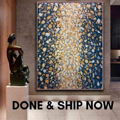 Extra Large Abstract Modern Art Gold Silver Leaf Etsy Textured Wall