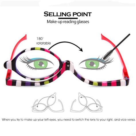 women rotatable magnify eye makeup cosmetic glasses reading glasses flipup glasses buy at a low