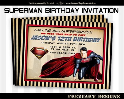 Items Similar To Superman Birthday Invitation Card On Printable Sheet