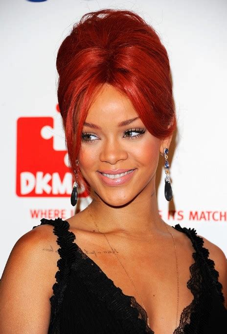 Rihanna Red French Twist Updo Hairstyle Hairstyles Weekly