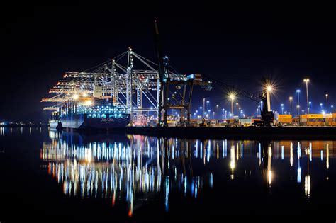 Southampton Container Port At Night By Jools Gowans 500px