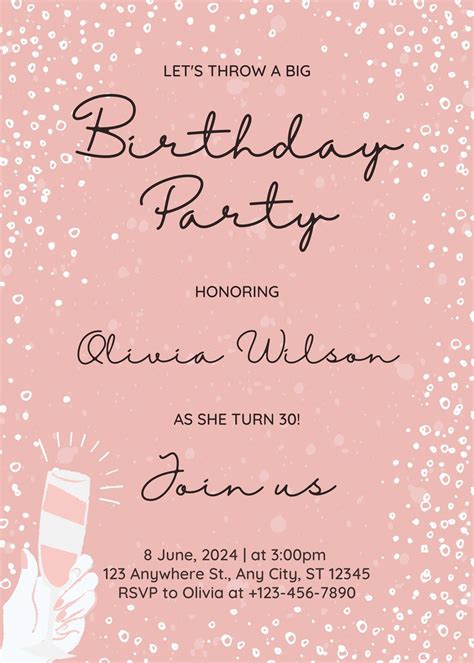 Adult Birthday Party Invitation Wording