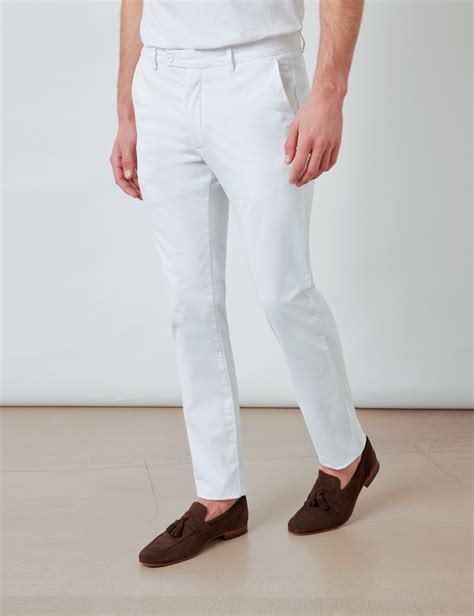 Organic Cotton Mens Chinos In White Hawes And Curtis