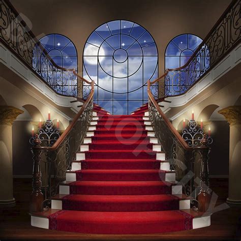Red Carpet Evening Stair Backdrop Backdrop City