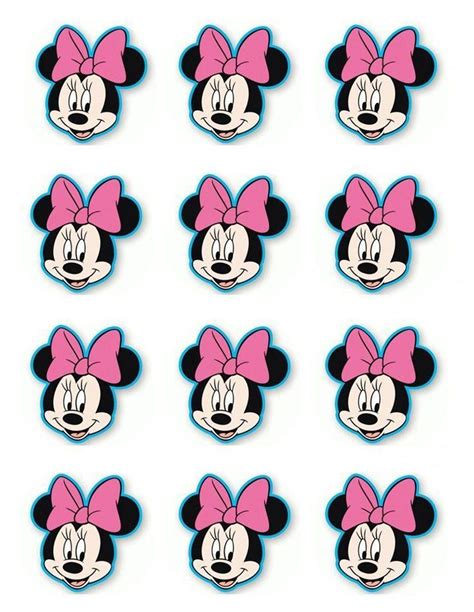 Minnie Mouse Face Disney 12 Count Cupcake Toppers Edible Cupcake Topper