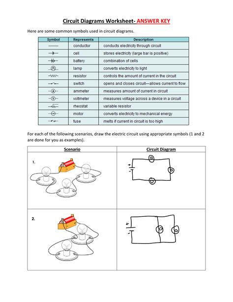 Drawing Circuit Diagrams Worksheet Answers