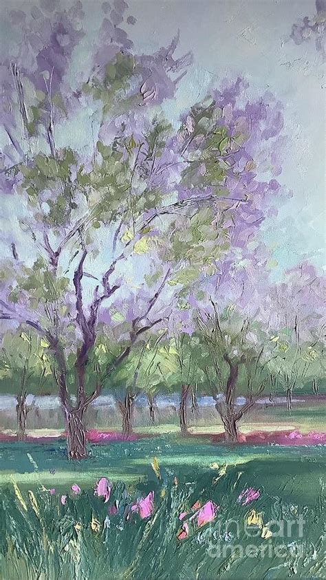 Grandaddys Pecan Trees L By Karen Mayer Johnston Painting By Karen