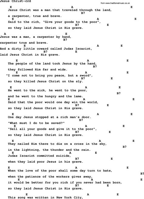 Woody Guthrie Song Jesus Christ Lyrics And Chords