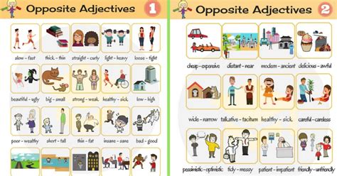 List Of Opposite Adjectives In English Eslbuzz Learning English