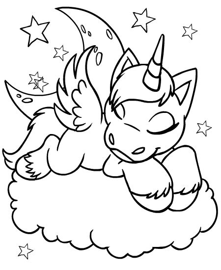 Baby unicorn print free printable coloring page. Neopets - Faerieland Colouring Pages