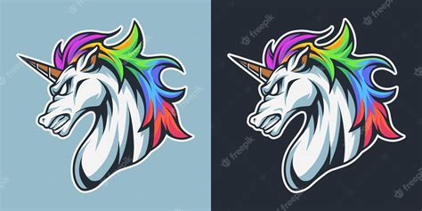 Premium Vector Premium Rainbow Unicorn Mascot Head Illustration