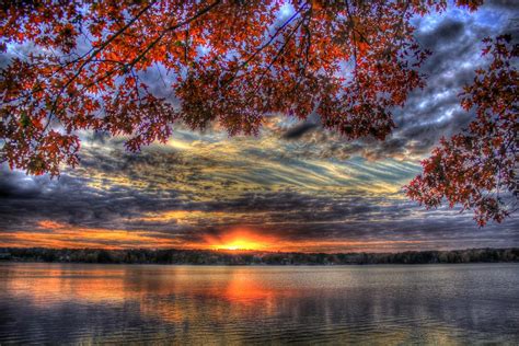 Good Bye Until Tomorrow Fall Leaves Sunset Lake Oconee