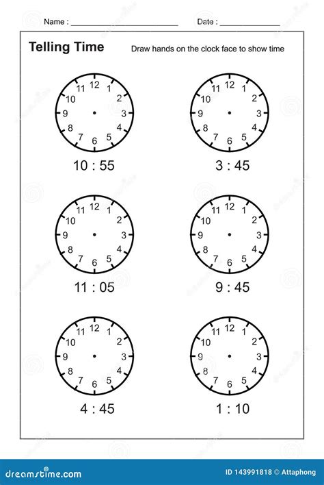 Telling Time Telling The Time Practice For Children Time Worksheets For