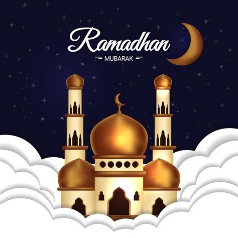 Cartaz De Ramadan Mubarak Com Mesquita Nas Nuvens 834124 Download