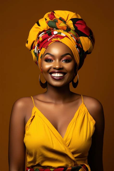 Ai Generated A Smiling African Babe Wearing A Colorful Headband
