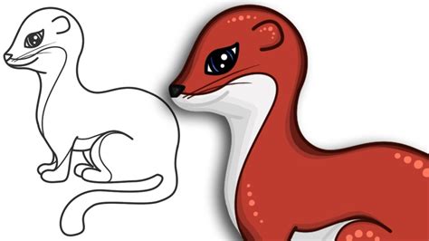 How To Draw A Weasel Cute And Easy Step By Step Drawing Youtube