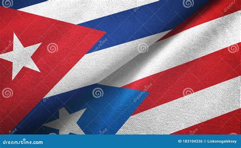 Cuba And Puerto Rico Two Flags Textile Cloth Fabric Texture Stock