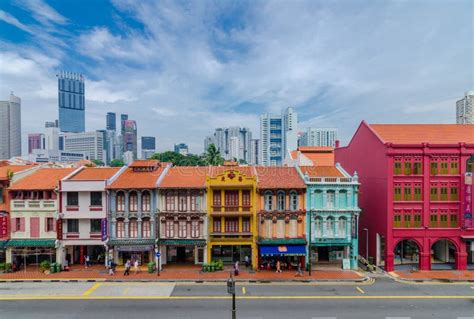 Colorful Heritage Buildings At Singapore Chinatown Editorial Photo