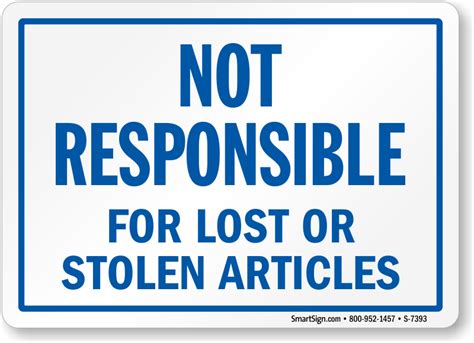 Company Not Responsible Signs