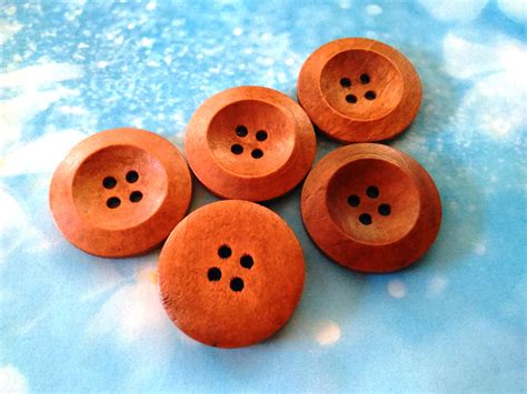 10 Natural Wood Buttons Brown Wooden Buttons 25 Mm Buttons Etsy