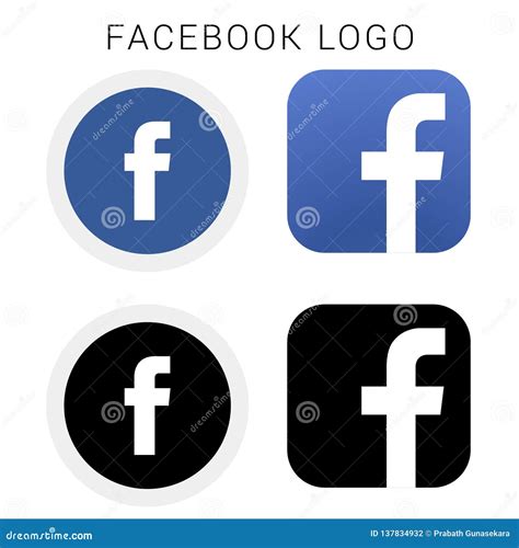 Facebook Icon Logo With Black And White And Vector File Editorial