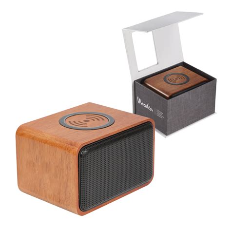 Customized Wooden Bluetooth Speaker With Wireless Charging Pad