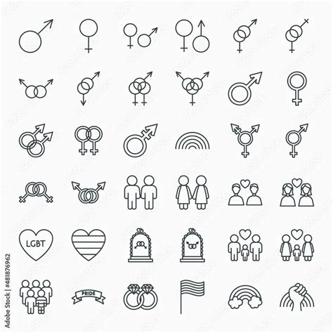 gender sex line icons set vector thin outline lgbt symbols stock vector adobe stock