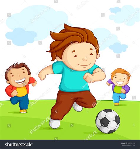 Vector Illustration Kid Playing Soccer Playground Stock Vector