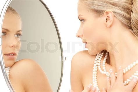 Woman With Pearl Necklace Stock Image Colourbox