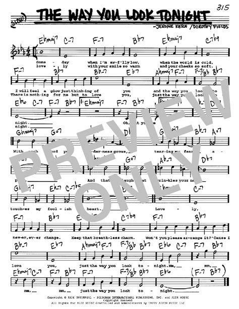 The Way You Look Tonight Sheet Music By Jerome Kern Real Book Melody Lyrics And Chords C