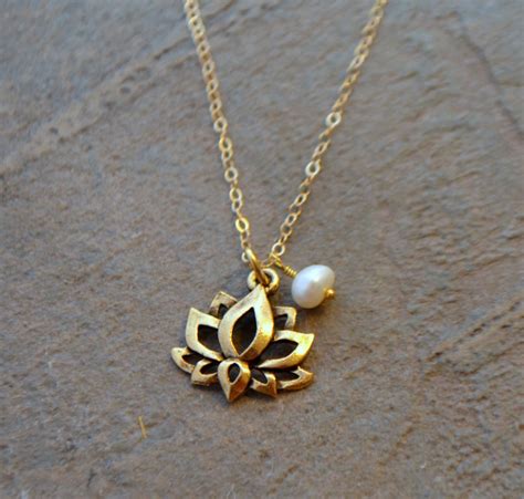 Lotus Necklace Gold Lotus Necklace Lotus Flower Necklace Etsy