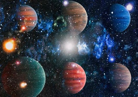 Universe Scene With Planets Stars And Galaxies In Outer Space Showing