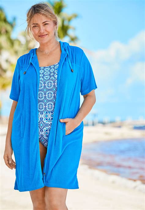 Hooded Terrycloth Swim Coverup Plus Size Cover Ups Woman Within