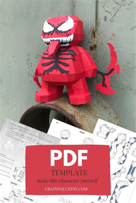 A Low Poly Papercraft Model Of Carnage Superhero From Popular Marvel