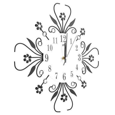 Tebru Clock Creative Iron European Style Flower Shaped Wall Mounted