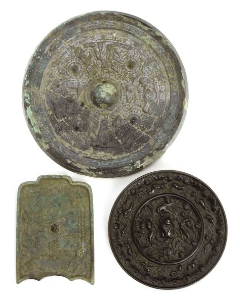 Three Chinese Bronze Mirrors Han Tang Dynasty 206 Bc Ad 907